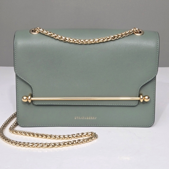 STRATHBERRY EAST/WEST SHOULDER BAG SEAGRASS SAGE MINTY GREEN LEATHER - Picture 1 of 9